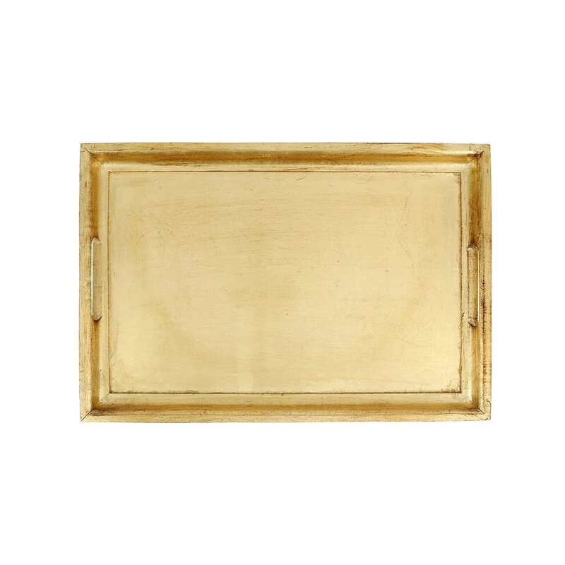 Vietri FLORENTINE WOODEN ACCESSORIES GOLD MEDIUM RECTANGULAR TRAY