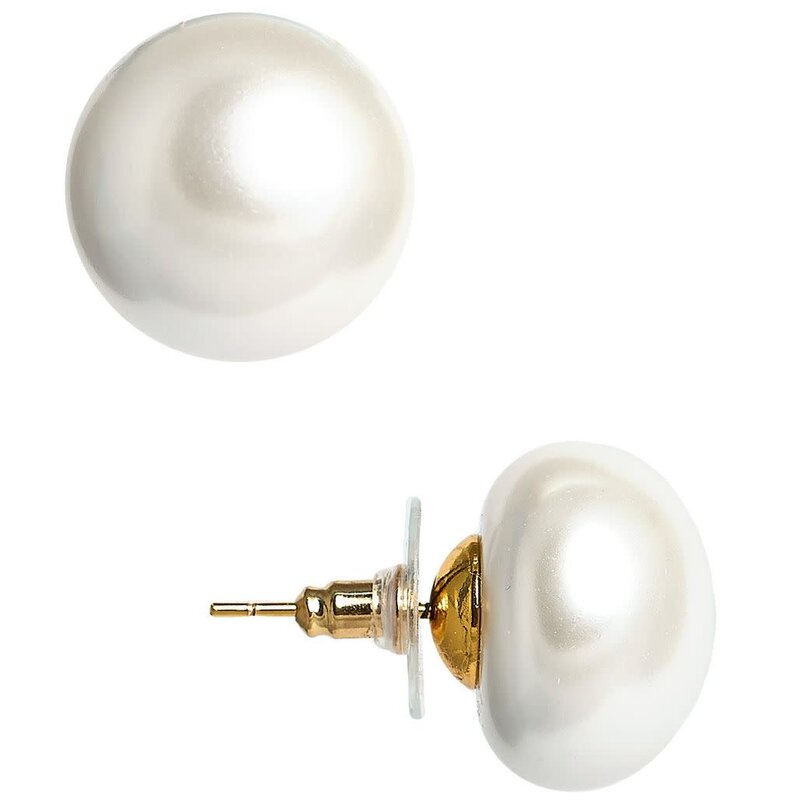 Barrett Flat Pearl Stud Earrings, 18mm