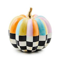 Mackenzie-Childs Cotton Candy Mini Check & Stripe Pumpkin