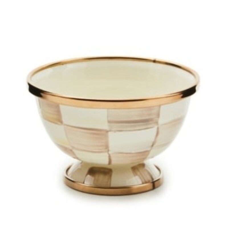 Mackenzie-Childs mocha check little sugar bowl