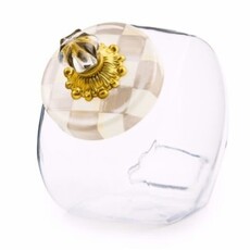 Mackenzie-Childs sweets jar with mocha check lid
