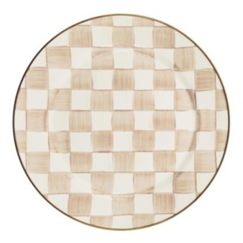 Mackenzie-Childs mocha check charger/plate