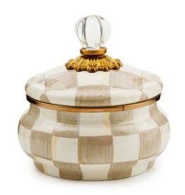 Mackenzie-Childs mocha check squashed pot