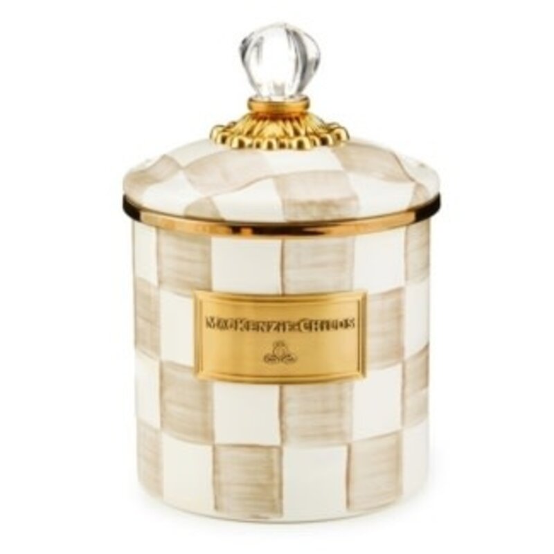 Mackenzie-Childs mocha check small canister