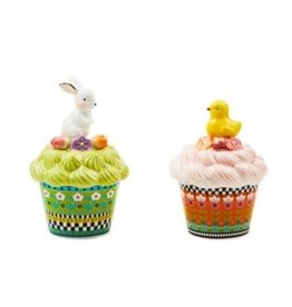 Mackenzie-Childs calico cupcake lidded boxes, set of 2
