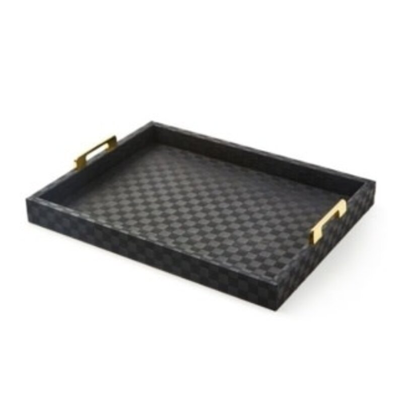 Mackenzie-Childs black faux leather large tray