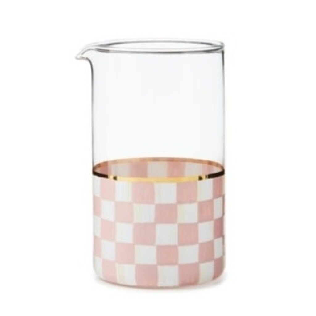 Mackenzie-Childs rosy check mixing glass