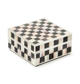 Mackenzie-Childs courtly check silver plated trinket box
