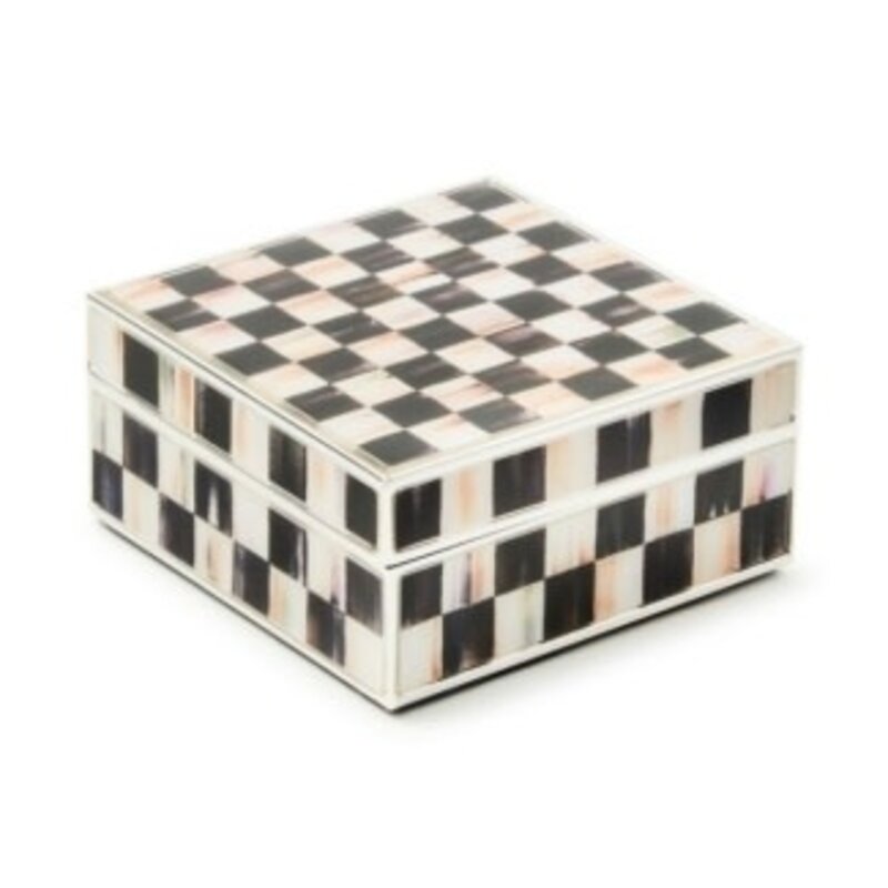 Mackenzie-Childs courtly check silver plated trinket box