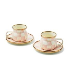 Mackenzie-Childs rosy check espresso cup & saucer set