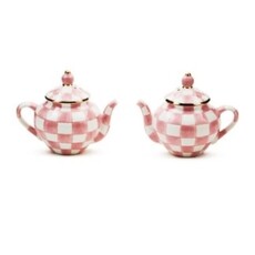 Mackenzie-Childs rosy check teapot salt & pepper set