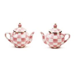 Mackenzie-Childs rosy check teapot salt & pepper set