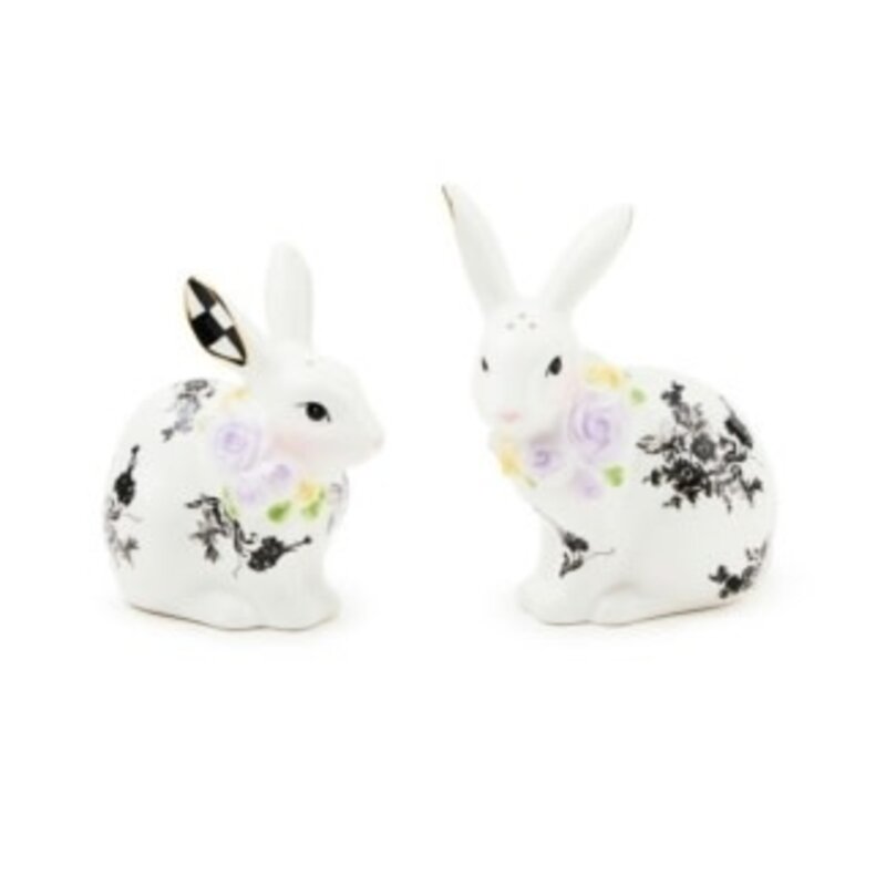 Mackenzie-Childs butterfly toile bunny salt & pepper set