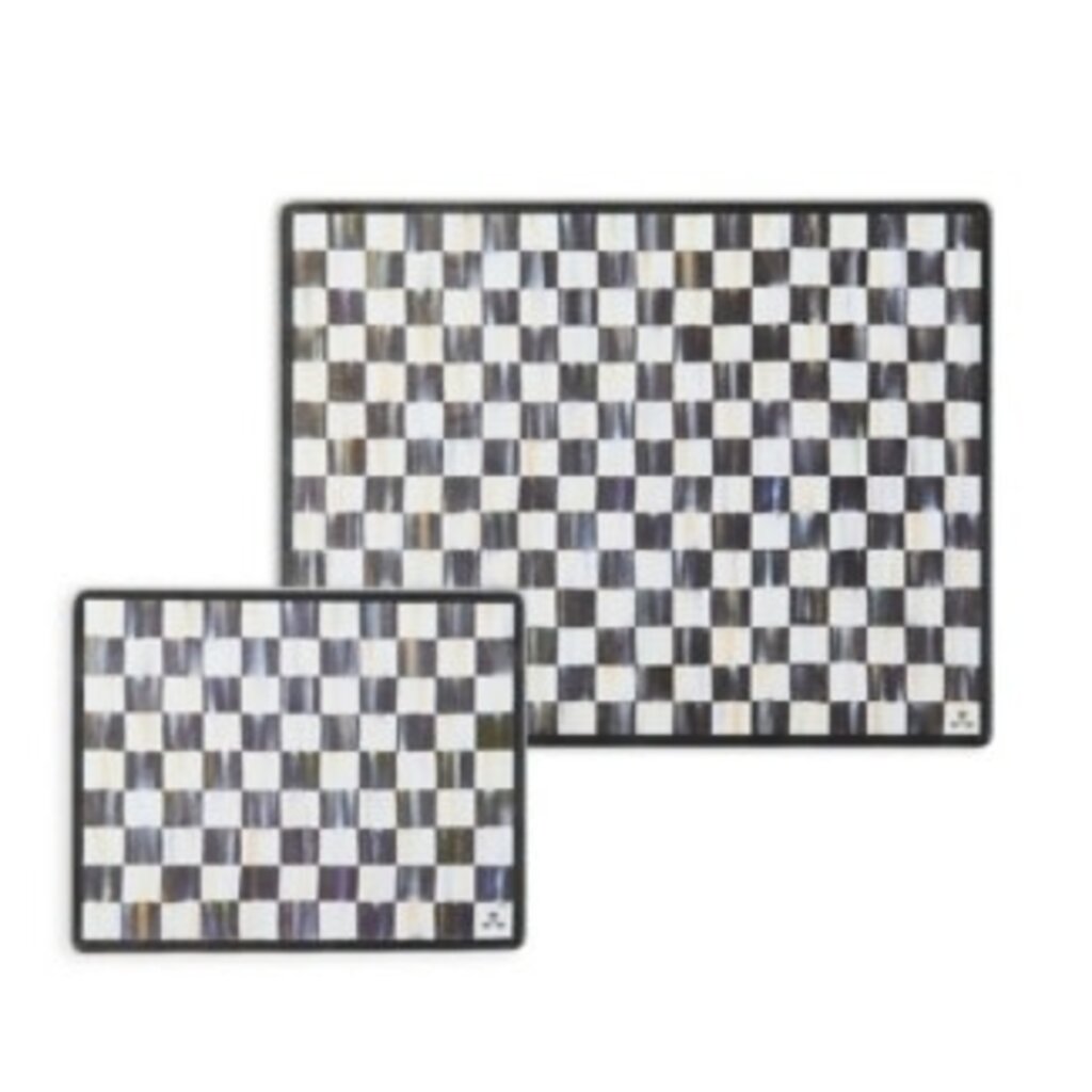 Mackenzie-Childs courtly check glass cutting board, set of 2