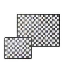 Mackenzie-Childs courtly check glass cutting board, set of 2