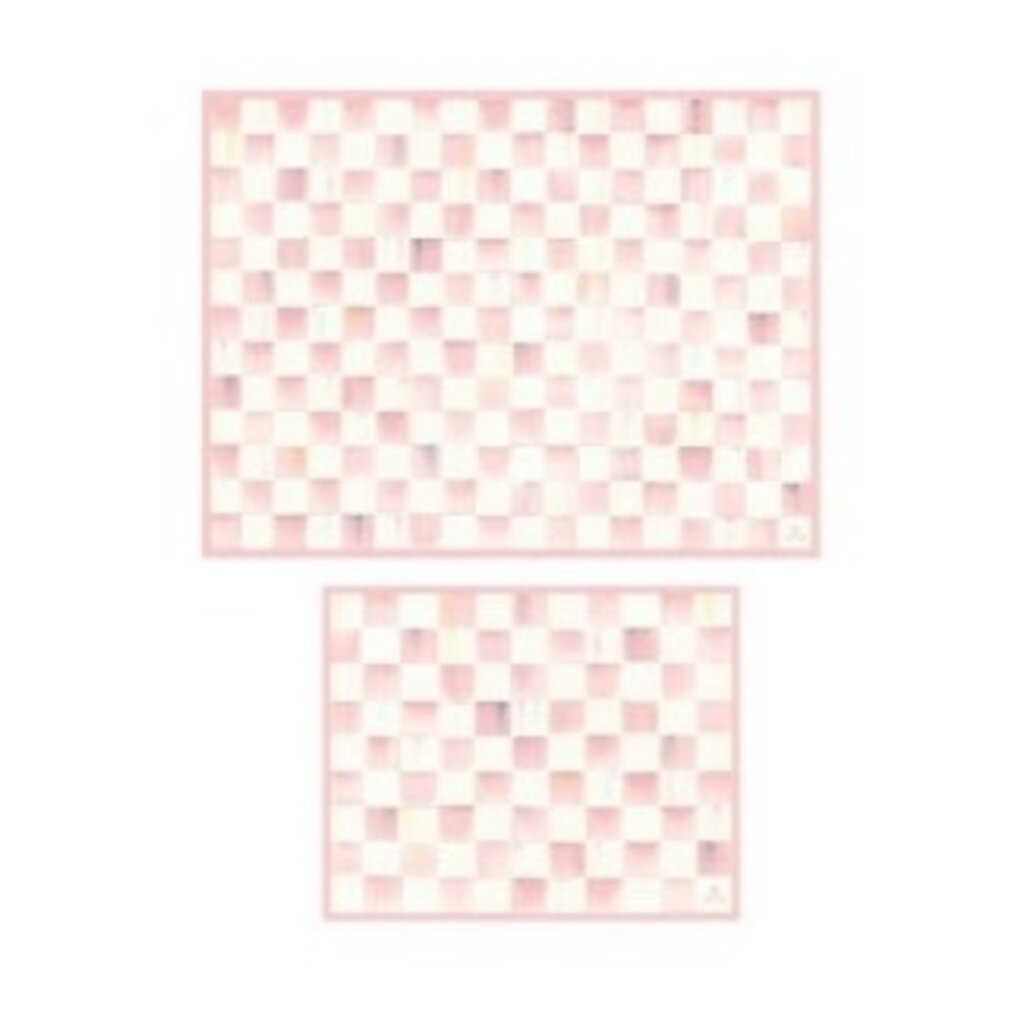 Mackenzie-Childs rosy check glass cutting board, set of 2