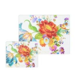 Mackenzie-Childs flower market glass cutting board, set of 2