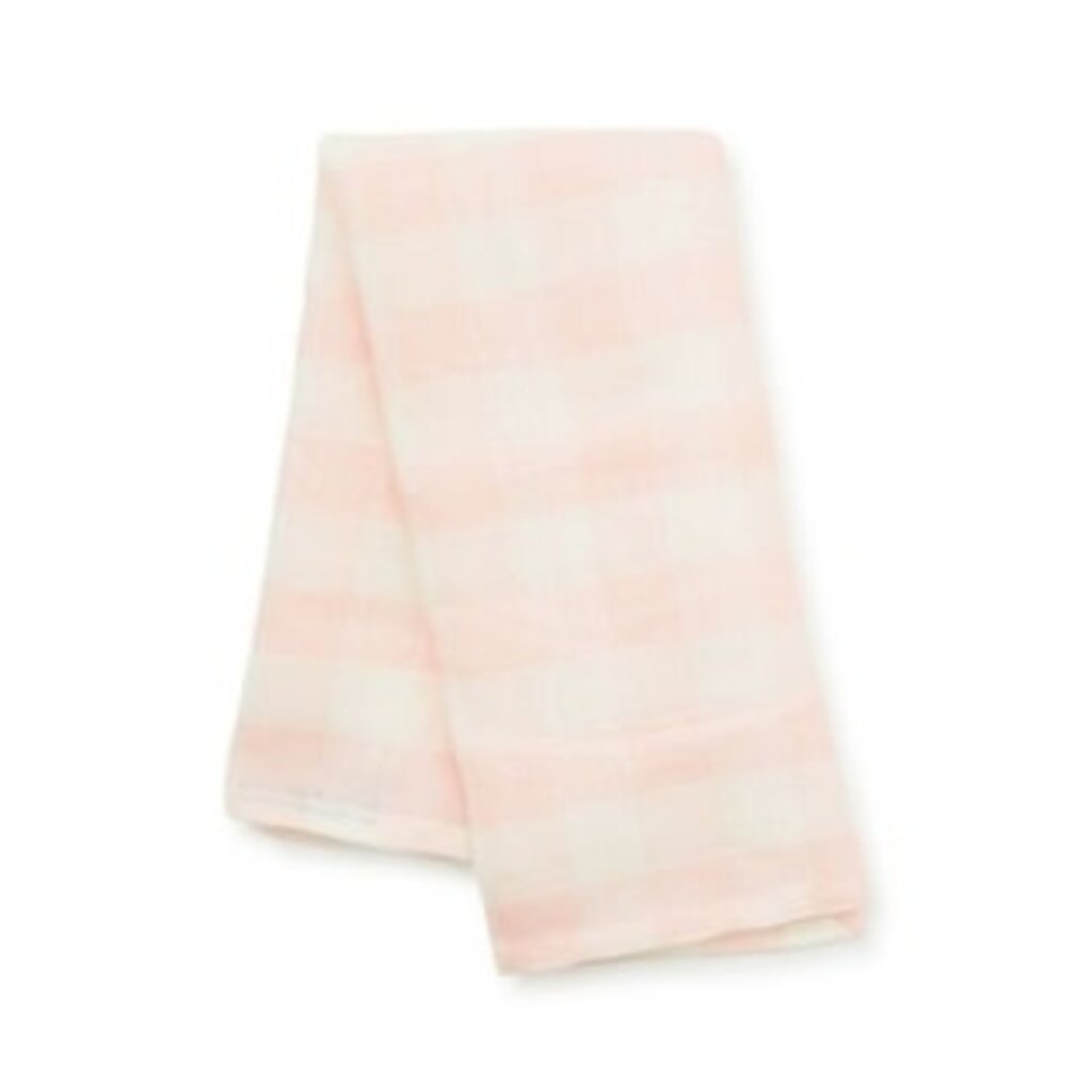 Mackenzie-Childs pink check linen dish towel