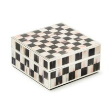 Mackenzie-Childs courtly check silver plated trinket box