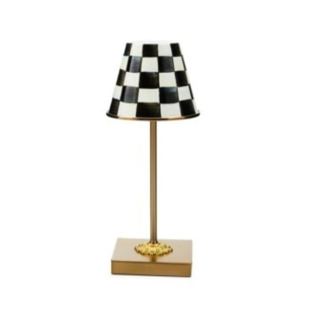 Mackenzie-Childs courtly check led rechargeable cafe table lamp