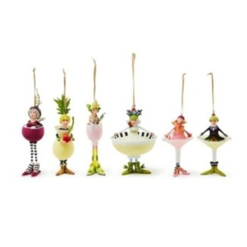 Mackenzie-Childs patience brewster mini cocktail ornaments, set of 6