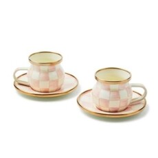 Mackenzie-Childs rosy check espresso cup & saucer set