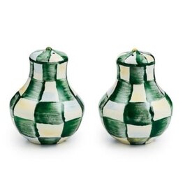 Mackenzie-Childs emerald check salt & pepper shakers