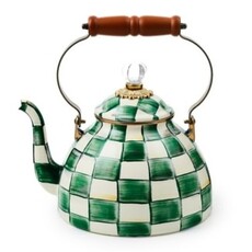 Mackenzie-Childs emerald check 3 quart tea kettle