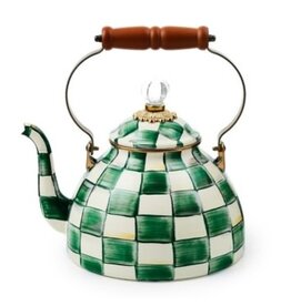 Mackenzie-Childs emerald check 3 quart tea kettle