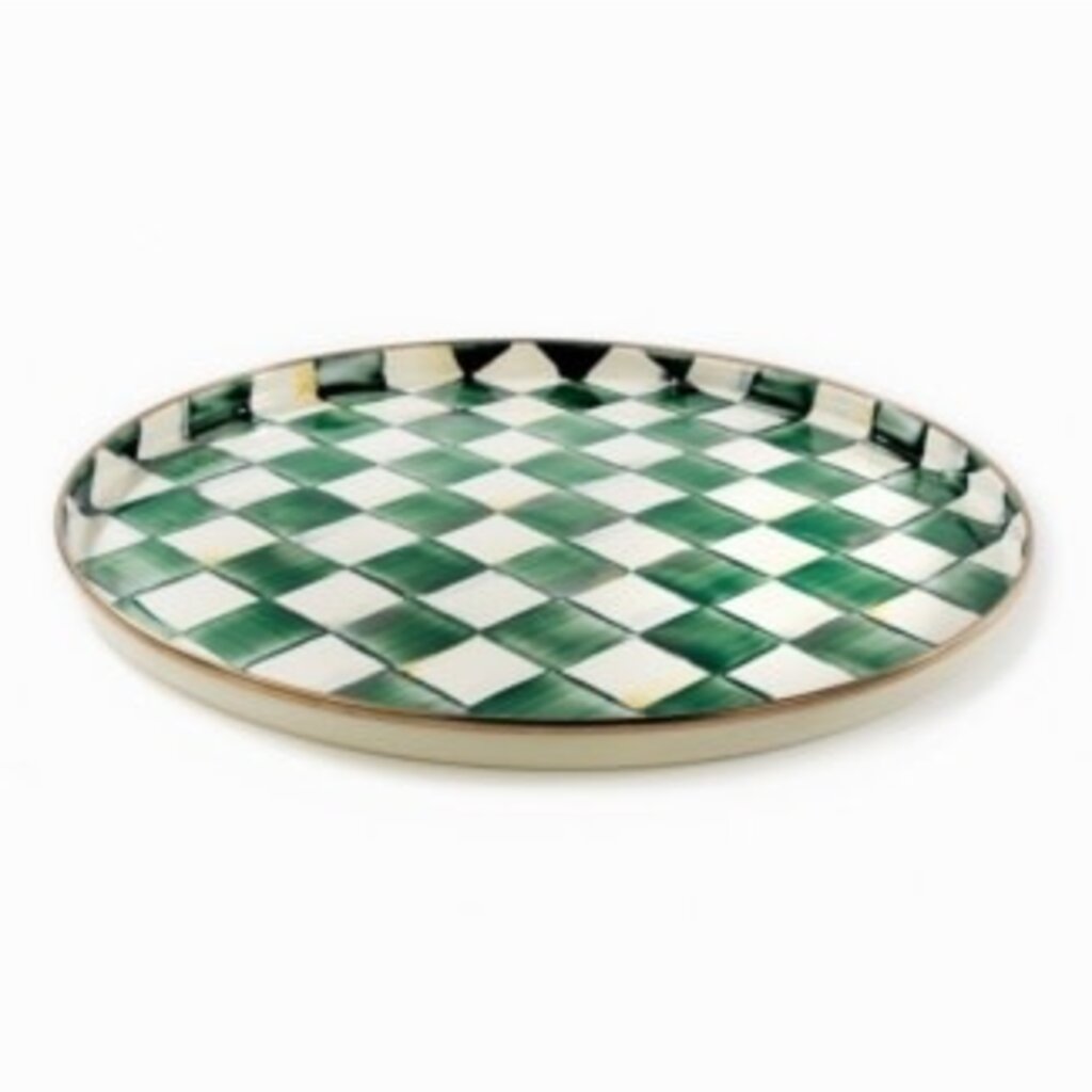Mackenzie-Childs emerald check round tray