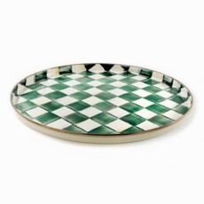 Mackenzie-Childs emerald check round tray