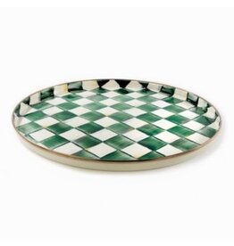 Mackenzie-Childs emerald check round tray