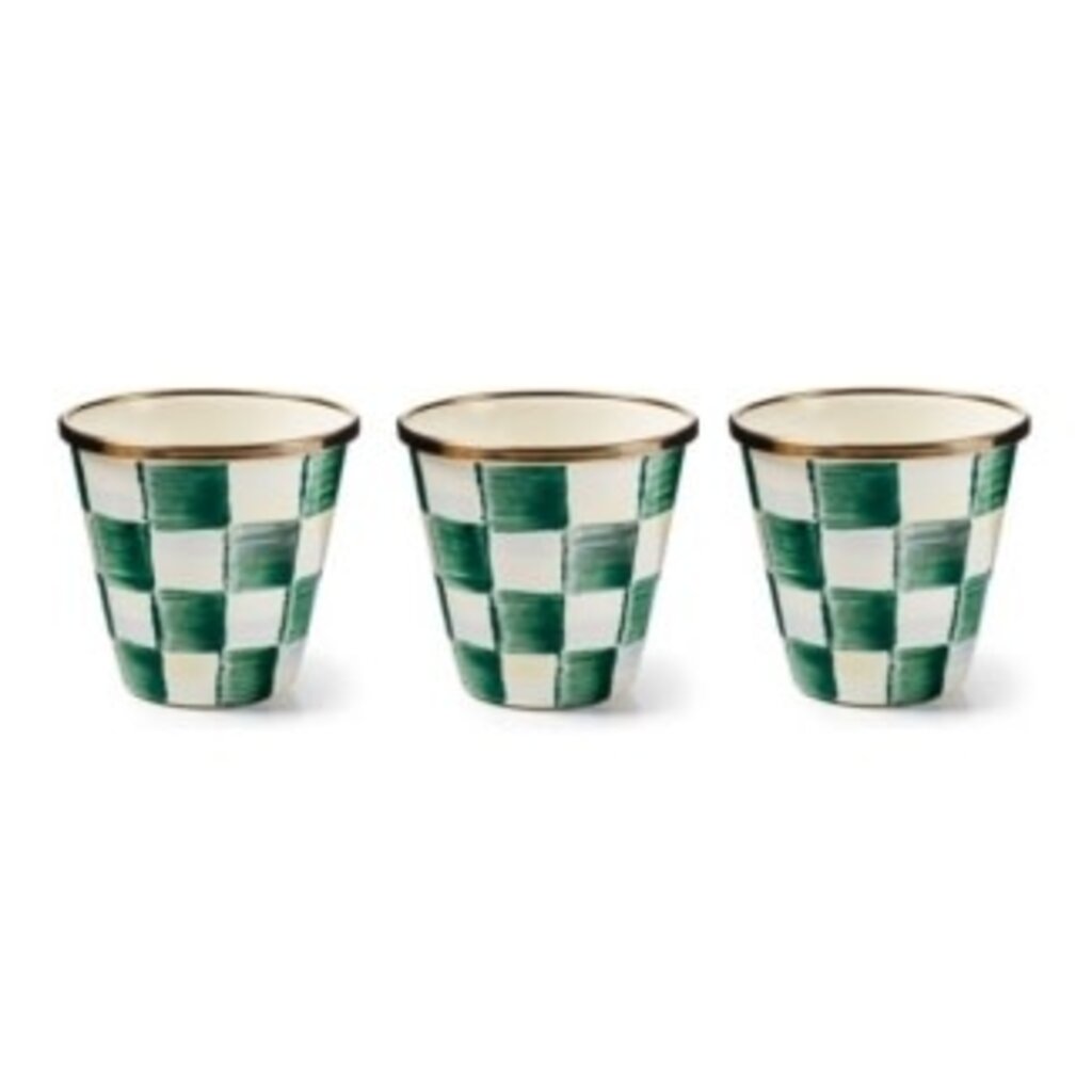 Mackenzie-Childs emerald check herb pots, set of 3