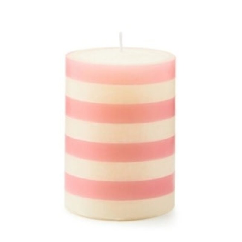 Mackenzie-Childs pink bands 4" pillar candle