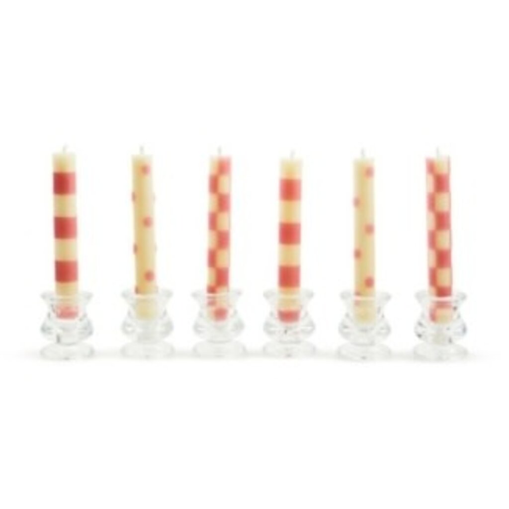 Mackenzie-Childs pink mini dinner candles, set of 6