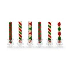 Mackenzie-Childs mini red & green dinner candles, set of 6