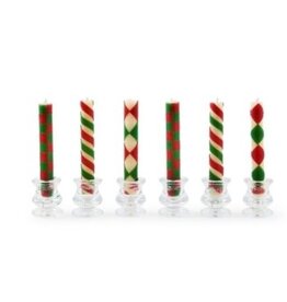 Mackenzie-Childs mini red & green dinner candles, set of 6