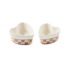 Mackenzie-Childs rosy check everyday heart ramekins, set of 2