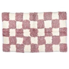Mackenzie-Childs checkerboard pink bath rug