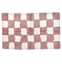 Mackenzie-Childs checkerboard pink bath rug