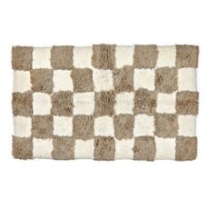 Mackenzie-Childs checkerboard taupe bath rug