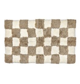 Mackenzie-Childs checkerboard taupe bath rug