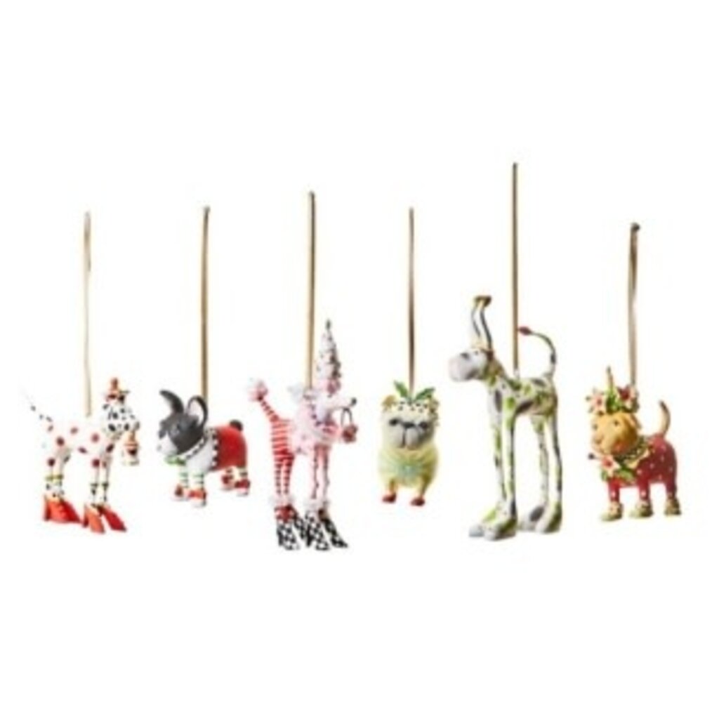 Mackenzie-Childs patience brewster mini dog ornaments, set of 6