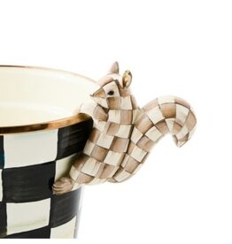 Mackenzie-Childs mocha check squirrel pot climber
