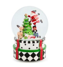 Mackenzie-Childs santa & rudolph snow globe