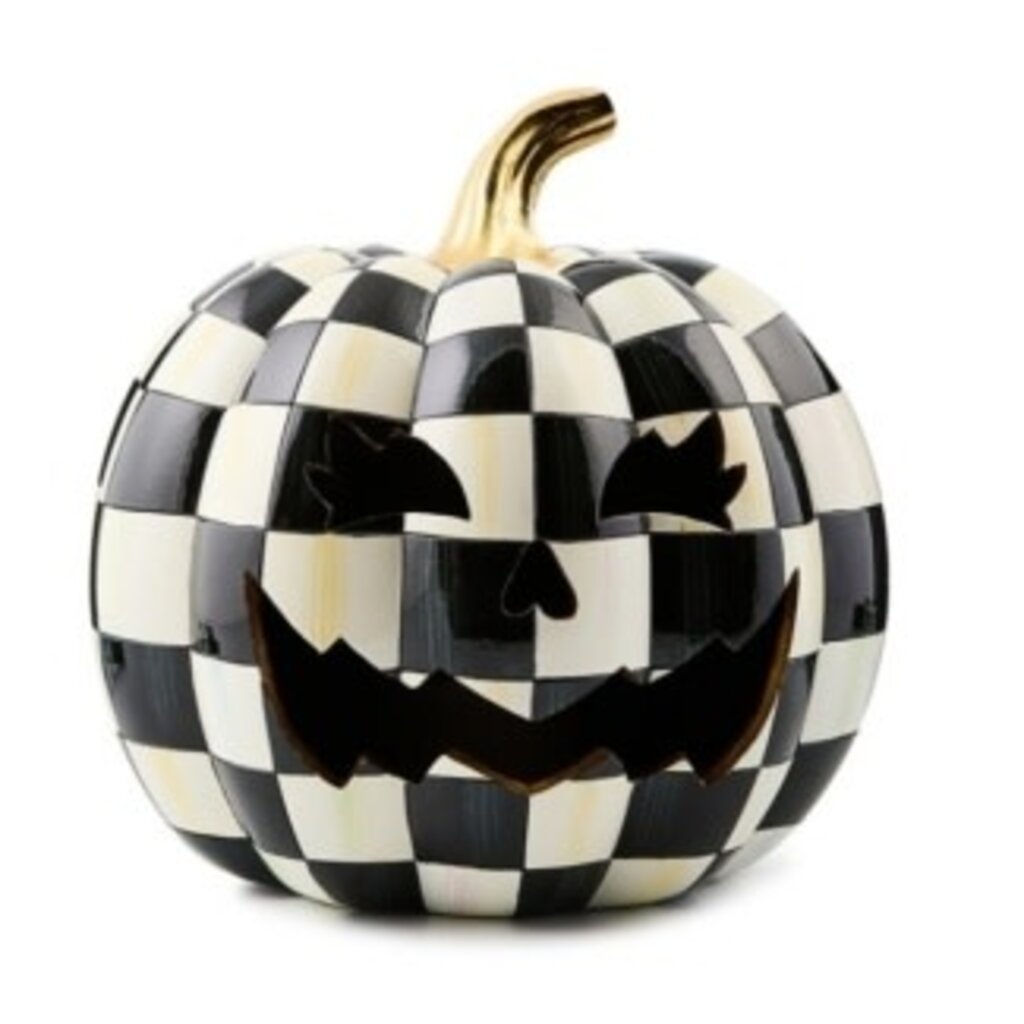 Mackenzie-Childs courtly check illuminated jack o' lantern