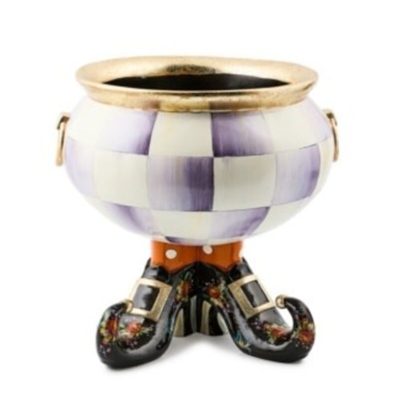 Mackenzie-Childs halloween fergal violet check cauldron