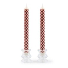 Mackenzie-Childs cherry check flameless dinner candles, set of 2