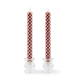 Mackenzie-Childs cherry check flameless dinner candles, set of 2