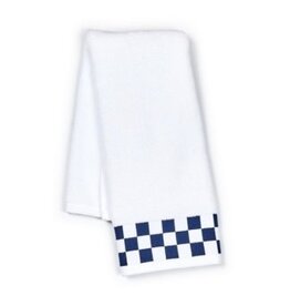 Mackenzie-Childs hand towel with navy check border